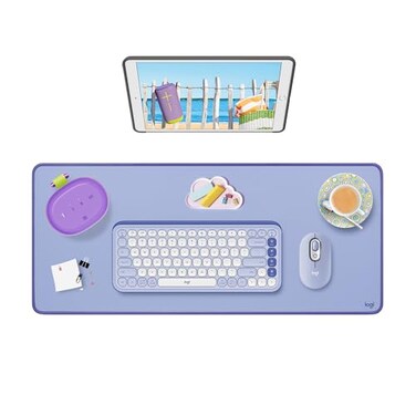 Logitech Desk Mat Studio Series Multifunctional Large Desk Pad Extended Mouse Mat Office Desk Protector with AntiSlip Base SpillResistant Durable Design in Lilac