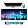 AIMSA Large Gaming Mouse Pad Set Keyboard Wrist Rest Support Extended Mouse Pad Mouse Wrist Cushion Coaster Ergonomic Memory Foam Multifunctional Desk Mat 35x157inch Forest Moon Sky