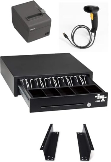 EOM-POS EOMPOS Hardware Bundle for Square Cash Drawer Mounting Brackets Thermal Receipt Printer Barcode Scanner Compatible with Square Stand and Square Register