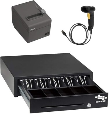EOM-POS POS Hardware Bundle for Square Cash Drawer Thermal Receipt Printer Barcode Scanner Compatible with Square Stand and Square Register