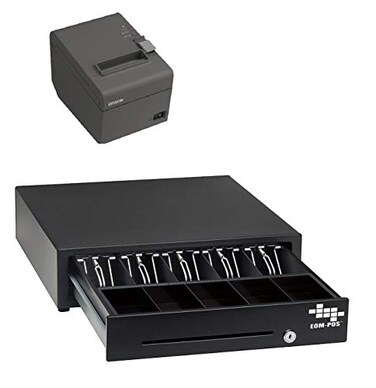 EOM-POS EOMPOS Hardware Bundle Cash Drawer and Thermal Receipt PrinterCompatible with Square Stand and Register