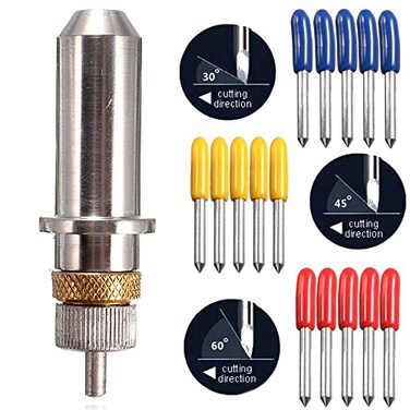 GAOHOU 15pcs 304560 Degree Vinyl Cutter Blade for Roland Cutting Plotter with Blade Holder Tool Accessories Drill Bits 15 x Blades for Cutting Plotter