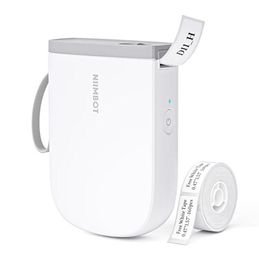 NIIMBOT 300 DPI D11 Label Maker Machine with 1 Tape Mini Portable Label Printer Bluetooth Thermal Label Printer Sticker Labeler for Office Home Kitchen School Organization White