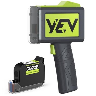 YEV Handheld Inkiet Printer V127 Newly Enhanced 16Hour Continuous Printing 5 Wheel Support for Printing Batch Numbers Logos Serial Numbers Barcodes and QR Codes on Diverse Materials Green