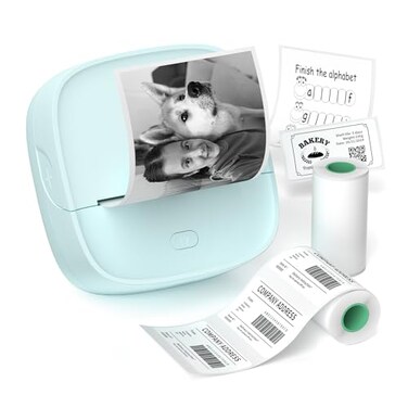 Gloryang JD23 Sticker Printer Mini Portable Thermal Printer Print Pod Inkless Bluetooth Label Maker Machine for DIY Crafts Journaling Office Home Use Includes 2 Rolls Sticker Paper