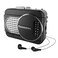 Studebaker Walkabout II Personal Stereo Cassette Player with AMFM Radio and Builtin Speaker BlackSilver