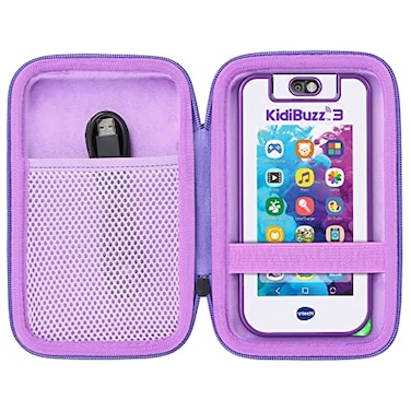 co2CREA Hard Case Replacement for VTech KidiBuzz 3 KidiBuzz G2 Kids Electronics Smart Device KidiConnect Black Case Inside Purple