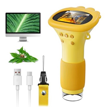 SKYBASIC Microscope for Kids 2 IPS Screen 1000X Handheld Digital Microscopes HD Pocket Portable Mini USB Microscope Camera PC Compatible Science Edu Fun Birthday Gifts Toys for Children Students