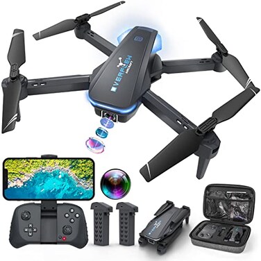 Hiturbo Drone with 1080P Camera for Beginners and Adults Foldable Remote Control Quadcopter with Voice Control Gestures Selfie Altitude Hold One Key Start 3D Flips 2 Batteries Toy for Beginners