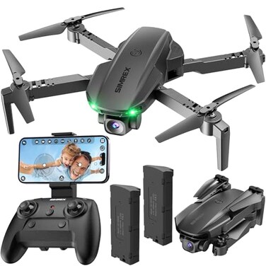 SIMREX Drone With Camera for Kids Beginner Adults Foldable RC Quadcopter with Altitude Hold Optical Flow Positioning Indoor Mini Drone with One Key Start Headless Mode 3D Flip Gift for Boys Girls