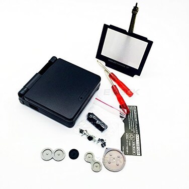 EXSEK Replacement GBA SP Housing Shell Pack Compatible for Game boy Advance SP GBA SP Shell case Replacement Lens Screen Included Black