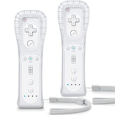 TIANHOO Remote Controller for Wii Wii U with Silicone Case and Wrist Strap 2 pack White