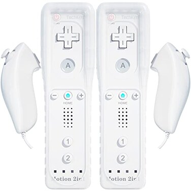 TechKen 2 Pack Wii Remote with Wii Motion Plus Inside Shock Wii Nunchuk Controller Compatible Nintendo Wii Wii U