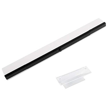 Aokin Sensor Bar for Wii Replacement Wireless Infrared Ray Sensor Bar for Nintendo Wii and Wii U Console Includes Clear Stand White