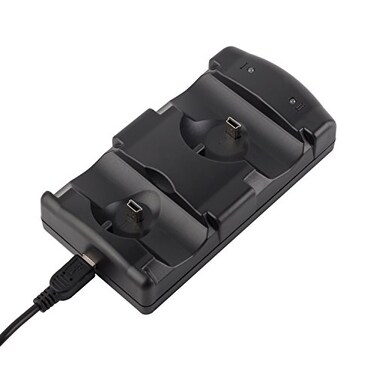 VSEER PS3 Controller Charging Dock Charging Station 2 in 1 with LED Light Indicator Compatible for Original PS3MOVE Controller Black