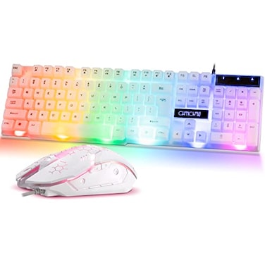 CHONCHOW RGB Gaming Keyboard and Mouse ComboUSB Wired Light Up Keyboard Rainbow LED Lit Backlight Keyboard Mouse Set for Computer Windows PC PS4 Xbox Laptop iMac Resberry Pi