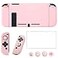 OLDZHU Pink Dockable Protective Case Cover Compatible with Nintendo Switch JoyCon Controllerswith Glass Screen Protector and 4 Thumb GripsShockAbsorption and AntiScratch Pink