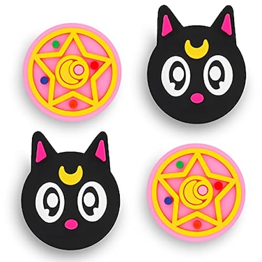 Owngen Cute Thumb Grip Caps for Nintendo SwitchLiteOLED Kawaii Magic Moon Design Joystick Button Covers 3D Ergonomic Analog Caps for NS Controller Joycon