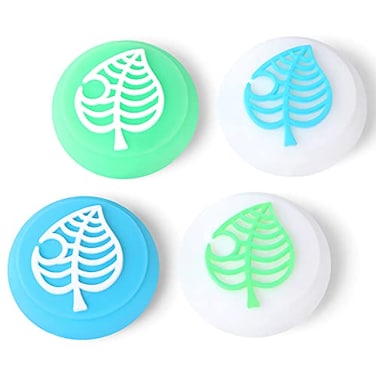 Tscope Cute Thumb Grip Caps for Nintendo SwitchLiteOLED Controller Kawaii Leaf Joystick Analog Soft Silicone Button Stick Covers for NS Joy Cons BlueGreen Leaf