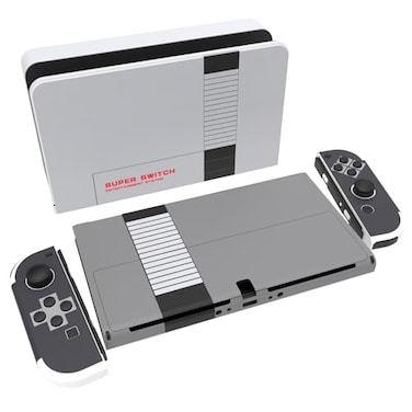 playvital PlayVital Full Set Protective Stickers for Nintendo Switch OLED Model Customized Vinyl Decal Skins for Switch OLED Console Joycon Dock Grip Classics NES Style