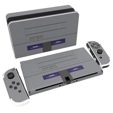 playvital PlayVital Full Set Protective Stickers for Nintendo Switch OLED Model Customized Vinyl Decal Skins for Switch OLED Console Joycon Dock Grip Classics SNES Style