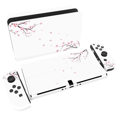 playvital PlayVital Full Set Protective Stickers for Nintendo Switch OLED Model Customized Vinyl Decal Skins for Switch OLED Console Joycon Dock Grip Falling Cherry Blossom