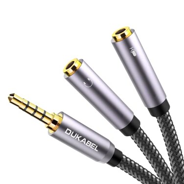 DUKABEL Headsets Splitter Adapter 35mm Jack Separate Headphone Mic Plug Adapter 35mm Combo Audio Adapter Cable for PS4 Gaming Headset PC Xbox One Laptop 11inch30CM