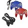 miadore 2 Pack Classic Controllers BlueRed Bundle with 2 Pack 6FT Controller Extension Cable for N64 Console Video Games