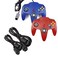 miadore 2 Pack Classic Controllers BlueRed Bundle with 2 Pack 6FT Controller Extension Cable for N64 Console Video Games