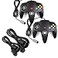 miadore 2 Pack Classic N64 Controllers Black Bundle with 2 Pack 6FT N64 Controller Extension Cable