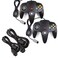 miadore 2 Pack Classic N64 Controllers Black Bundle with 2 Pack 6FT N64 Controller Extension Cable