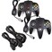 miadore 2 Pack Classic N64 Controllers Black Bundle with 2 Pack 6FT N64 Controller Extension Cable