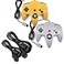 miadore 2 Pack Classic N64 Controllers YellowGray Bundle with 2 Pack 6FT N64 Controller Extension Cable