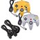 miadore 2 Pack Classic N64 Controllers YellowGray Bundle with 2 Pack 6FT N64 Controller Extension Cable