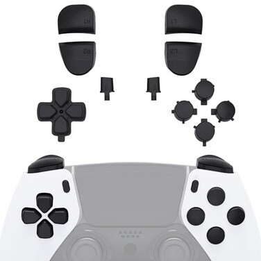 eXtremeRate Replacement Full Set Buttons Compatible with ps5 Edge Controller Black Dpad Share Options Home Face Buttons R1 L1 R2 L2 Triggers Compatible with ps5 Edge Controller Without Controller
