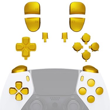 eXtremeRate Replacement Full Set Buttons Compatible with ps5 Edge Controller Chrome Gold Dpad Share Options Home Face Buttons R1 L1 R2 L2 Triggers Compatible with ps5 Edge Controller