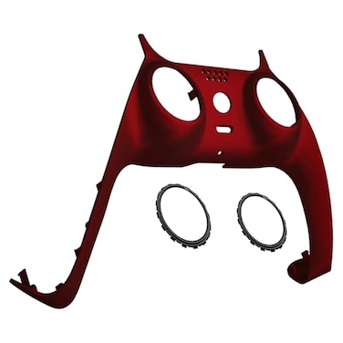 eXtremeRate Scarlet Red Decorative Trim Shell Compatible with p s 5 Controller Soft Touch DIY Replacement Clip Shell Custom Plates Cover Compatible with p s 5 Controller with Accent Rings
