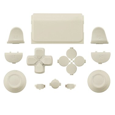 WPS Touch Pad Thumbsticks Dpad Home Full Buttons Set Replacement Parts for PS4 PlayStation 4 Dualshock 4 Controller Shell for GEN 1 Controllers White