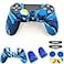 Asokex Silicone Skin Cover for Ps4 Controller 1pc AntiSlip Case 1 Pair L2 R2 Trigger Extender 4pcs Thumb Grips4pcs LED Light Bar Decal Protector for DualShock PS4 SlimPro Controller Blue granular