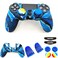 Asokex Silicone Skin Cover for Ps4 Controller 1pc AntiSlip Case 1 Pair L2 R2 Trigger Extender 4pcs Thumb Grips4pcs LED Light Bar Decal Protector for DualShock PS4 SlimPro Controller Blue granular