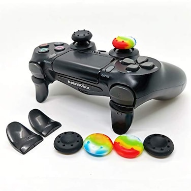 Asokex L2 R2 Ps4 Trigger Extenders 1 Pair L2 R2 Triggers 4pcs Joystick Cap 2 Pairs LED Light Bar Decal for PlayStation 4 Controller