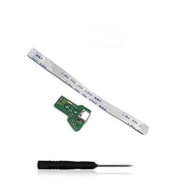 Binicoco Replacement USB Charging Port Socket Board JDS040 JDS 040 for PS4 Controller 12 Pin Ribbon Cable