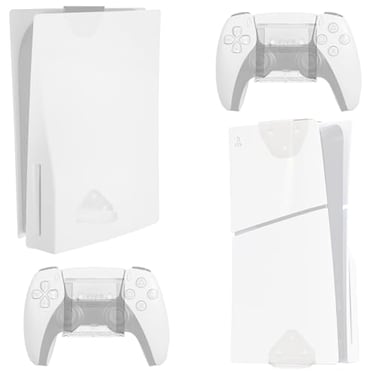 VIVO 2in1 Wall and Under Desk Mount Bracket Designed for PS5 and PS5 Slim Gaming Console PlayStation 5 Standard and Digital Edition Vertical Wall Display 2 Controller Mounts White MOUNTPS5CW
