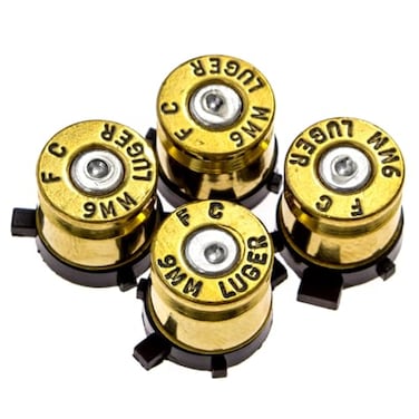 Crazy Controllerz Controller Bullet Buttons for PlayStation PS4 PS5 Made With Real 9MM Spent Bullet Casings Includes Tools