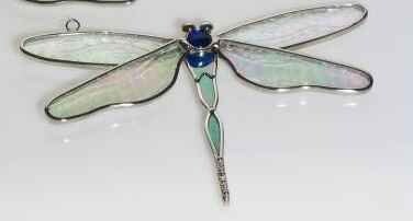 Unknown Stained Glass Dragonfly Suncatcher RED Body