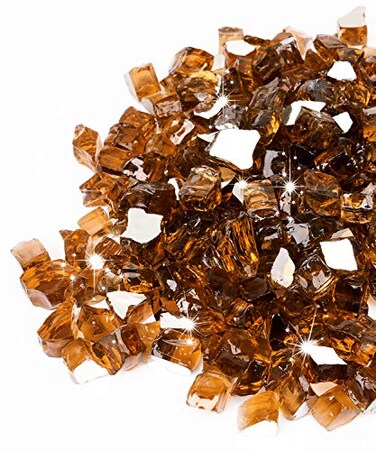 GASPRO 20 lbs Fire Glass for Propane Fire Pit 12Inch Reflective Fireplace Glass Rocks for Fire Pit Table Copper