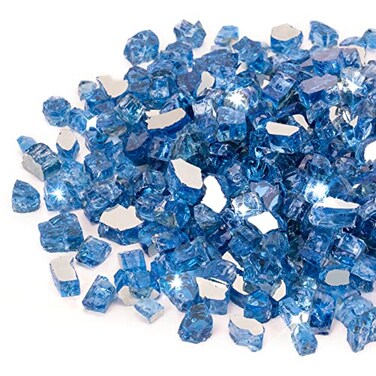 Stanbroil 10Pound Fire Glass 12 inch Reflective Tempered Fire Glass for Fireplace Fire Pit Pacific Blue Reflective