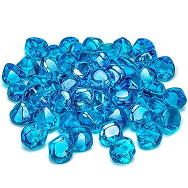 Stanbroil 10Pound Fire Glass Diamonds 12 inch Luster Fire Glass for Fireplace Fire Pit and Landscaping Caribbean Blue Luster