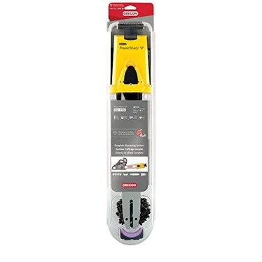Oregon 16inch PowerSharp Starter Kit with Bar Sharpener and 56 Drive Link PowerSharp Chain 38 Low Profile 050 Gauge Portable Sharpening Tool for Chainsaws 541652