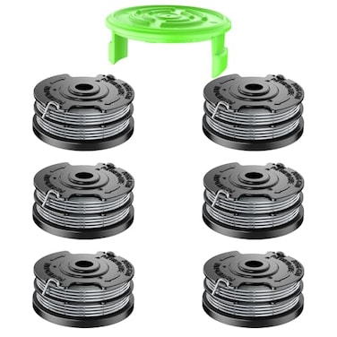 Chway 7 Pcs Dual Line String Trimmers Spools Compatible with Greenworks Model 2101602 2101602A STBA40B210 BST4000 0065 Line Replacement Spool 2900719 and Spool Cap Cover6 Spools 1 Cap